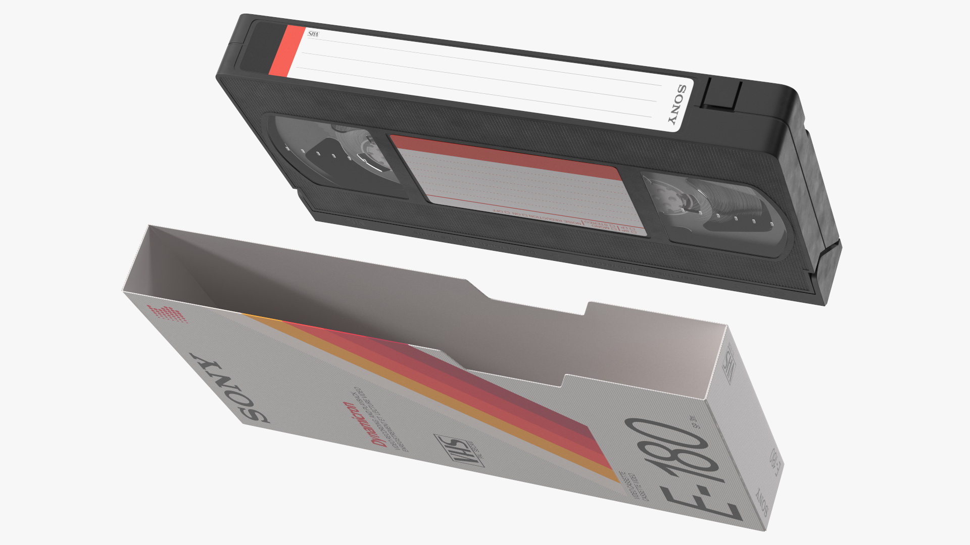 Sony Dynamicron E180 VHS Cassette with Cover 3D model
