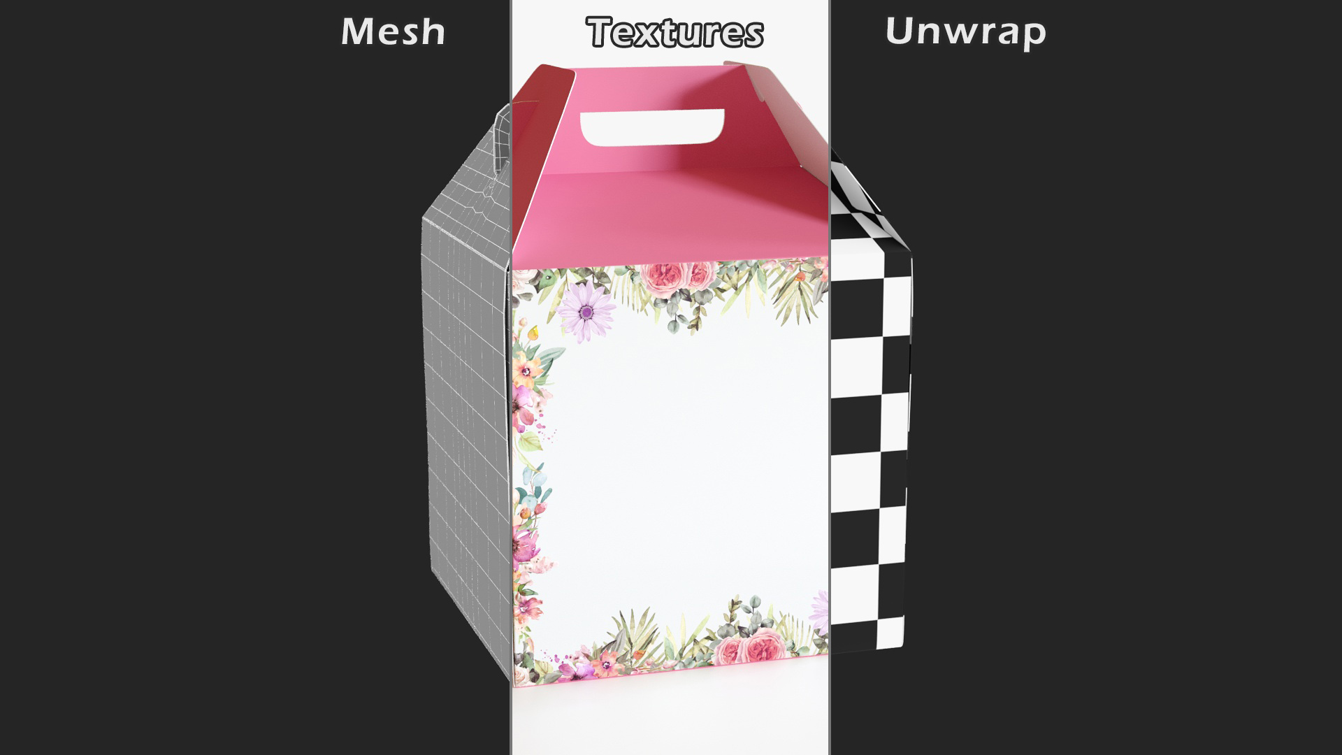 3D model W Packaging Tall Cake Box Pink No Window