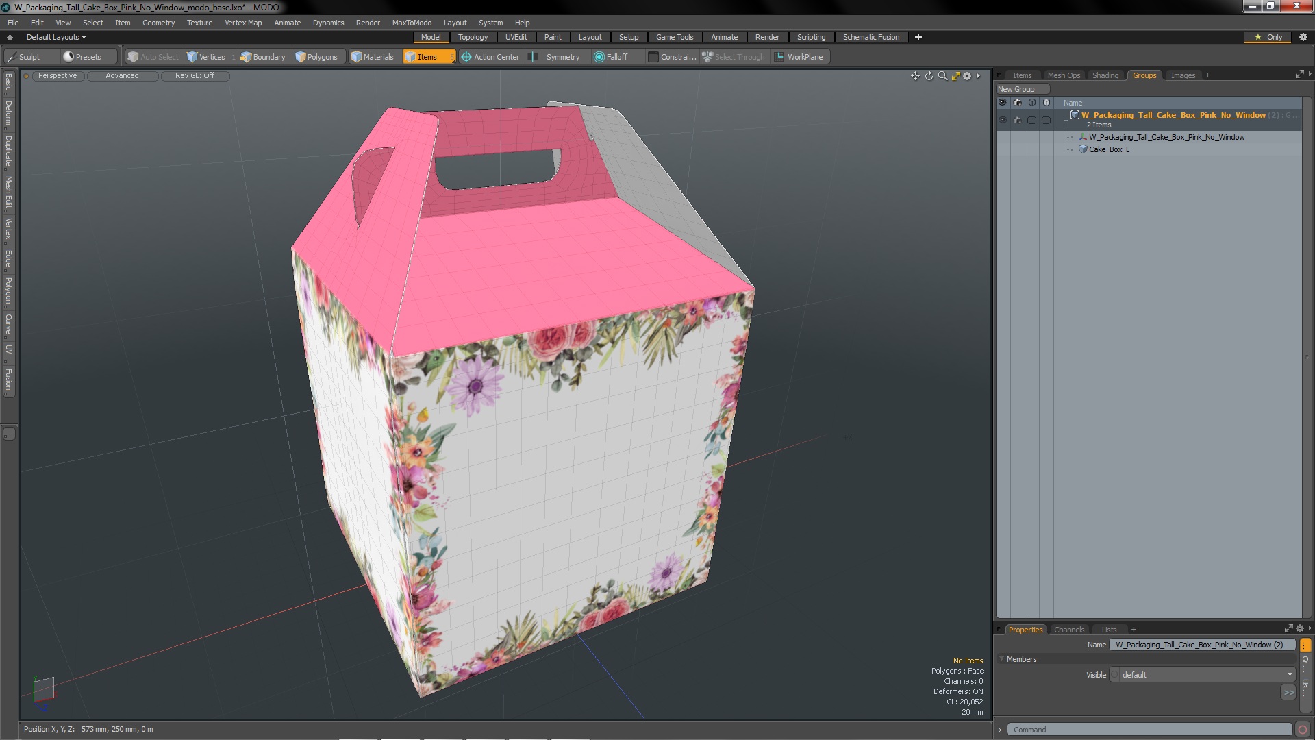 3D model W Packaging Tall Cake Box Pink No Window