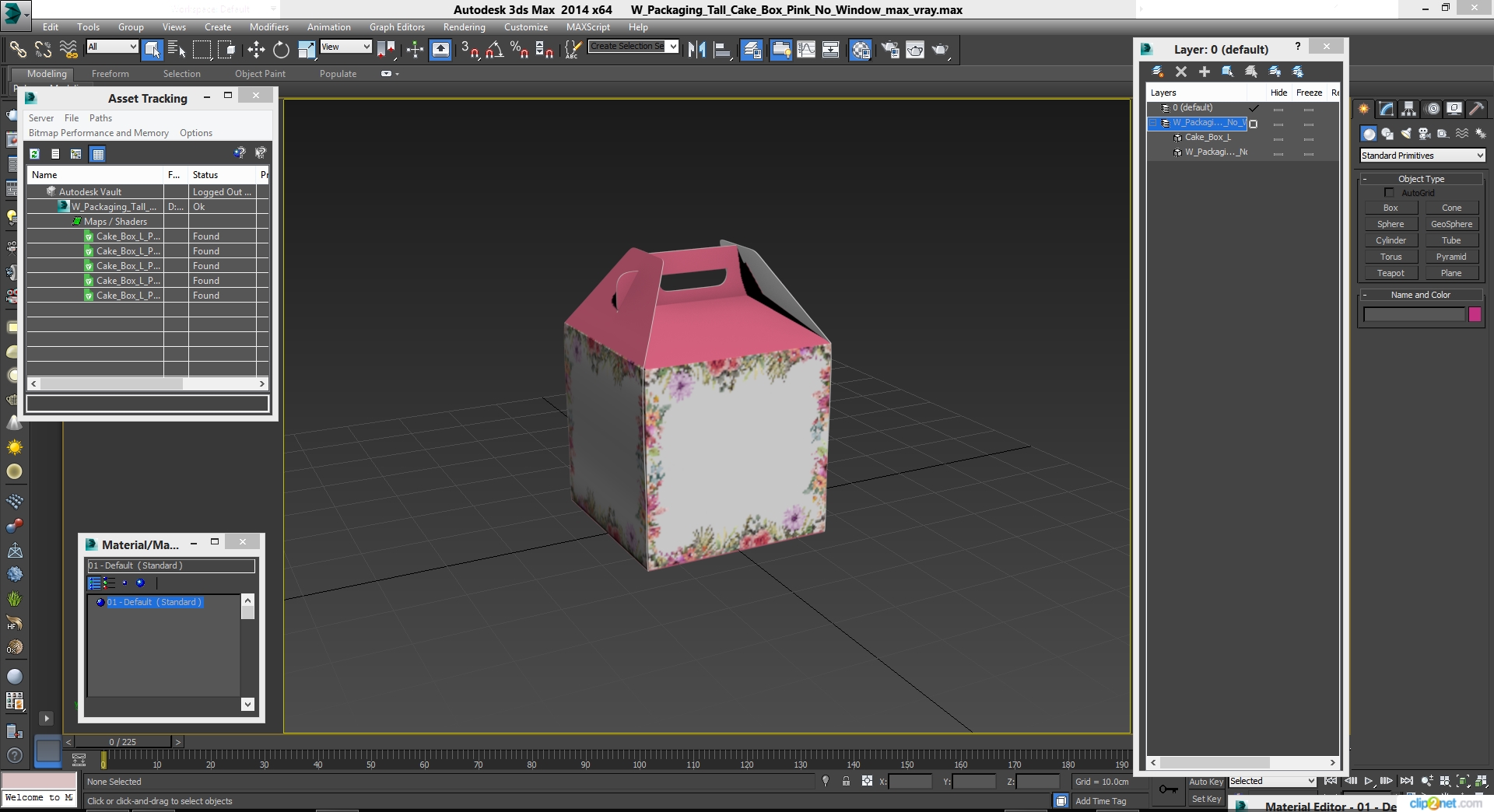 3D model W Packaging Tall Cake Box Pink No Window