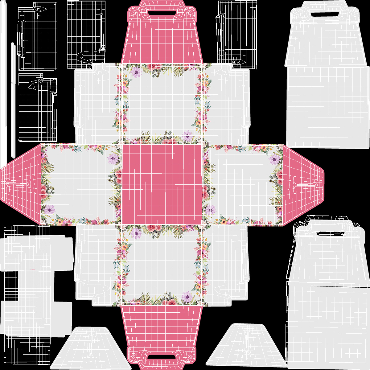 3D model W Packaging Tall Cake Box Pink No Window