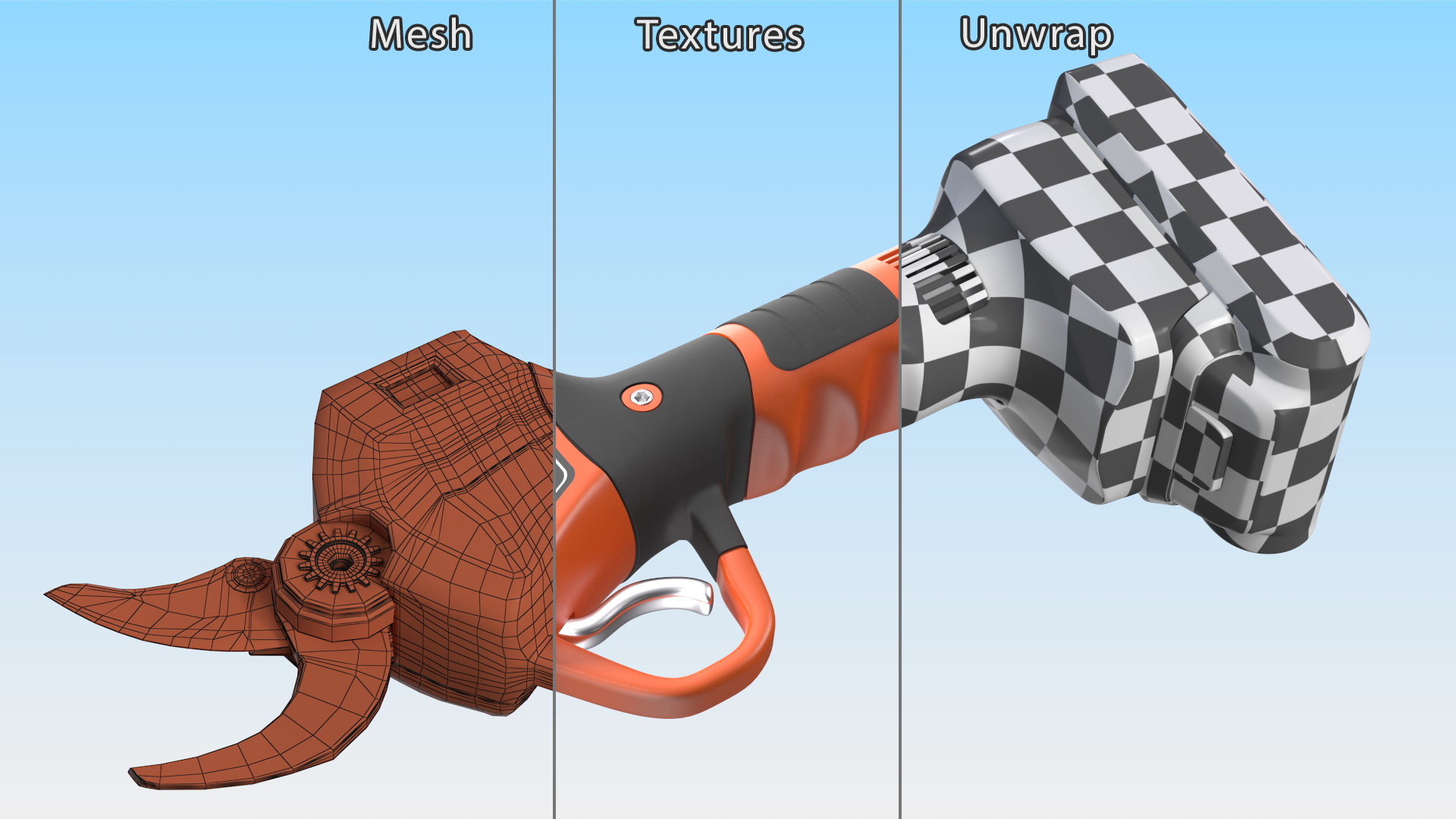 3D Orange Komok Cordless Pruner model