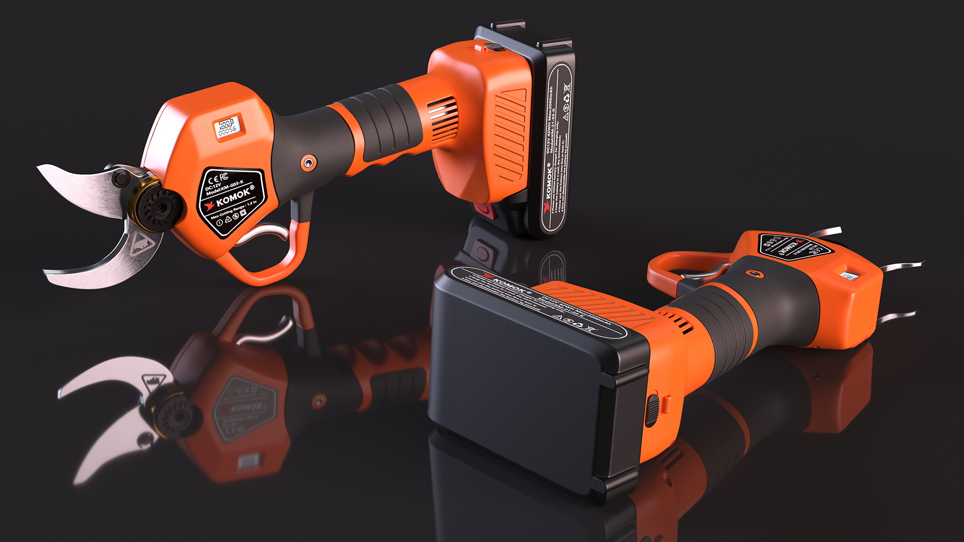 3D Orange Komok Cordless Pruner model