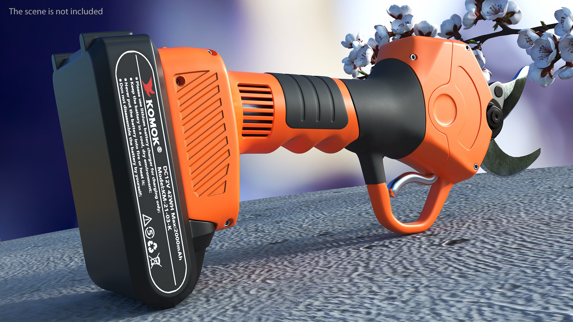3D Orange Komok Cordless Pruner model