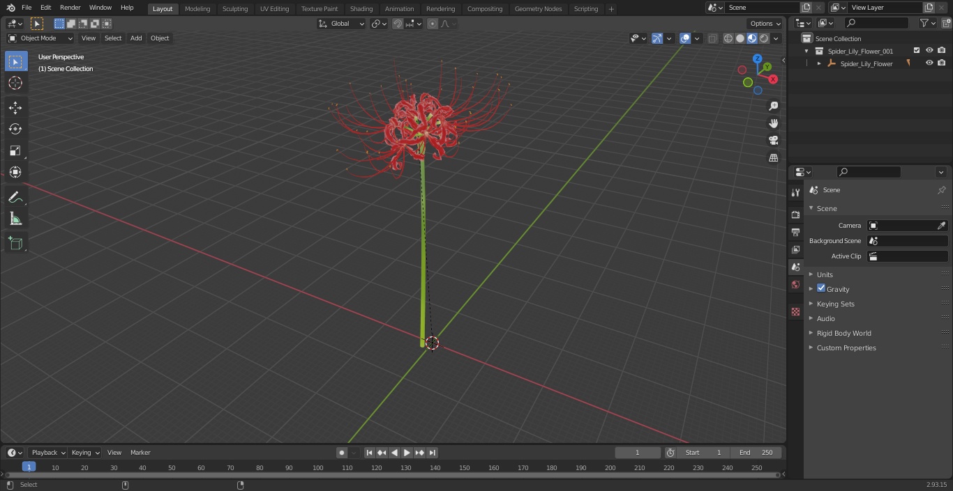 3D Spider Lily Flower model