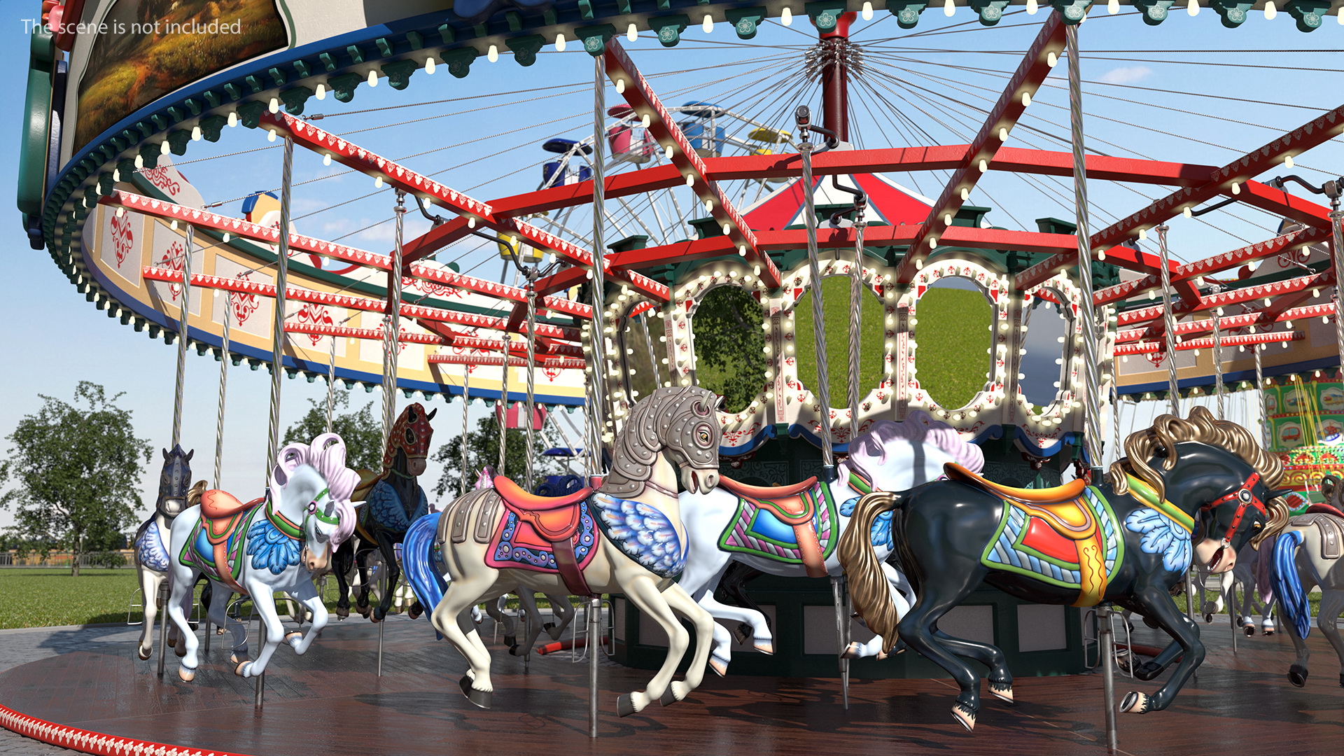 Carousel Galloping Horses Set 3D model