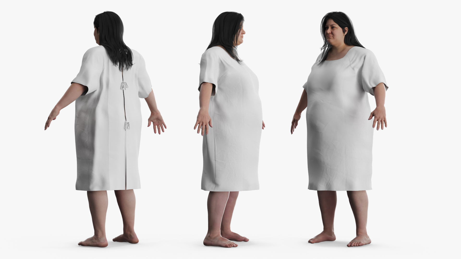 Inpatient Medical Gown on Plus Size Woman - view 2