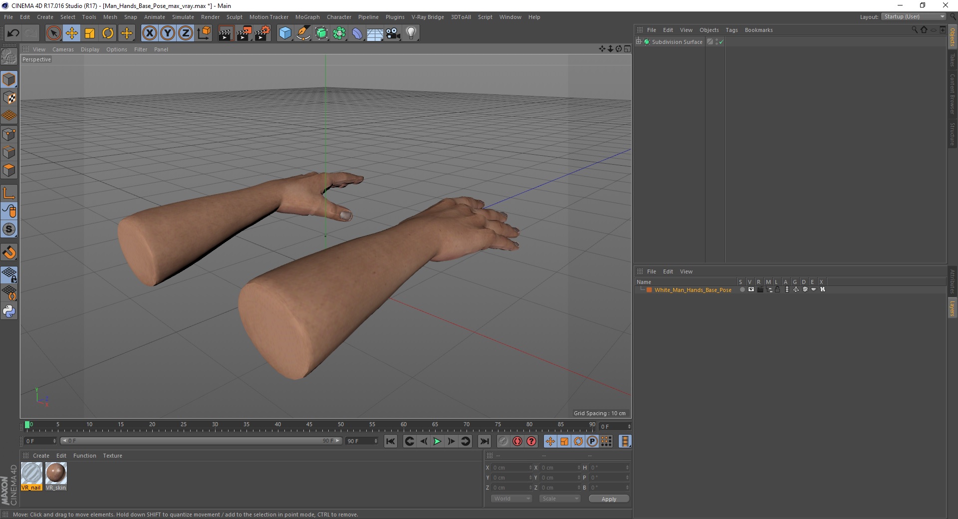 3D model White Man Hands Base Pose