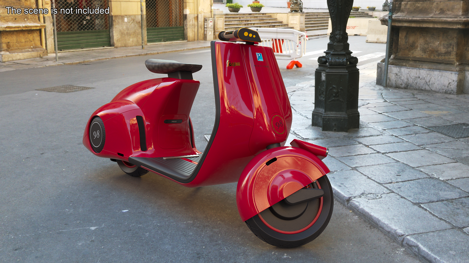 3D model Designer Electric Scooter Vespa 98 Red Rigged