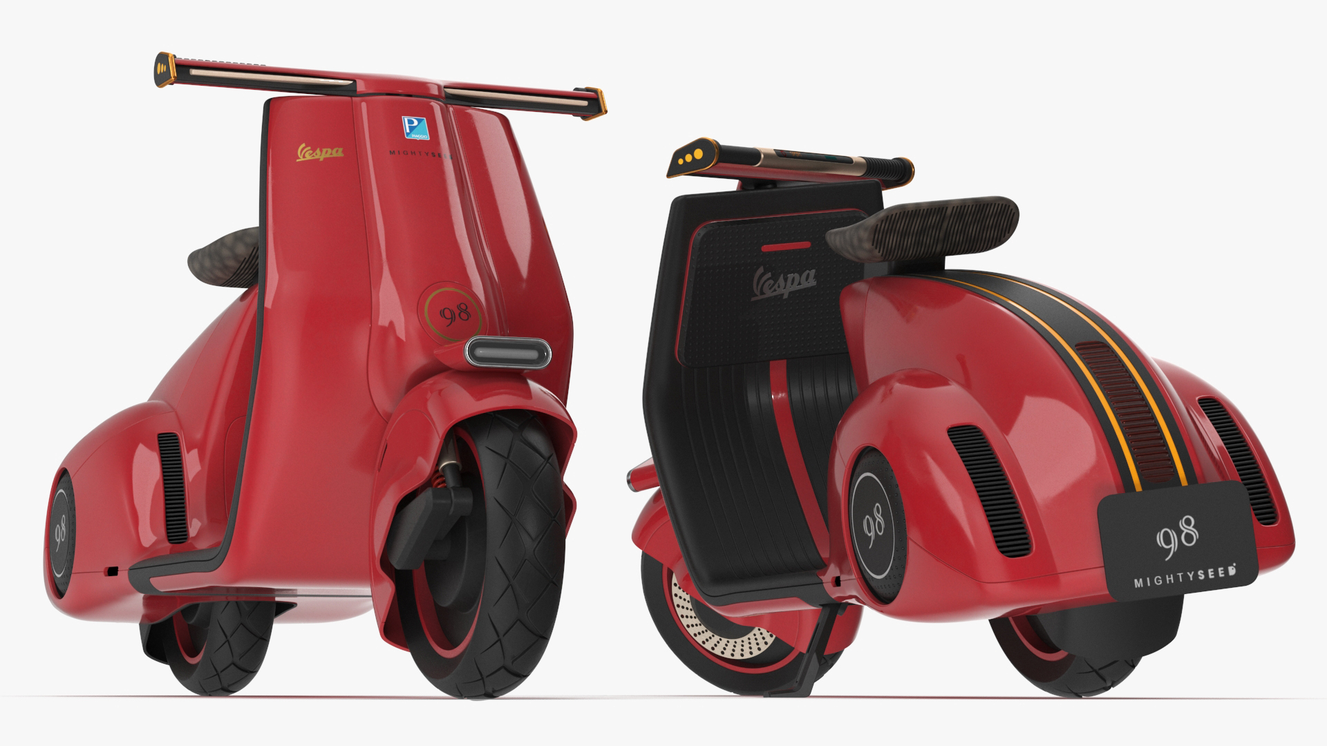 3D model Designer Electric Scooter Vespa 98 Red Rigged