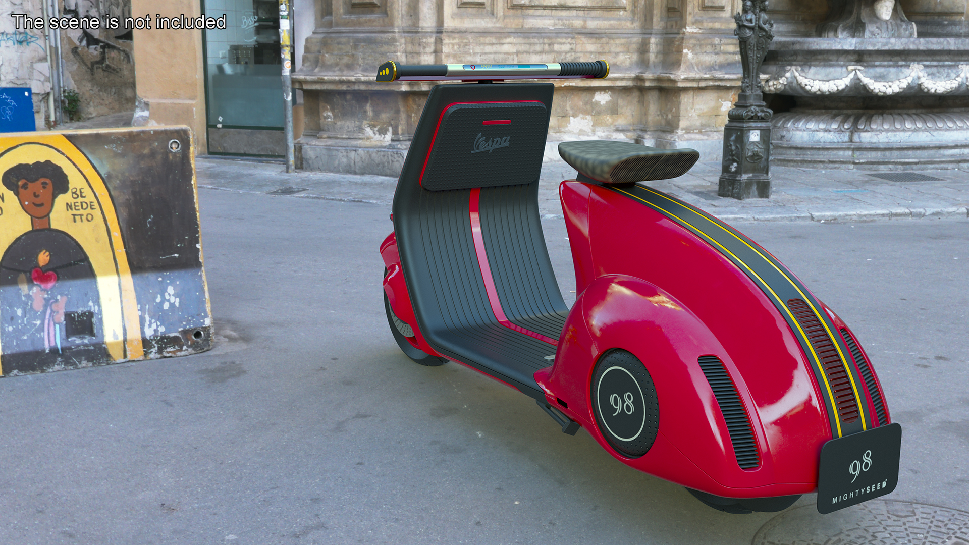 3D model Designer Electric Scooter Vespa 98 Red Rigged