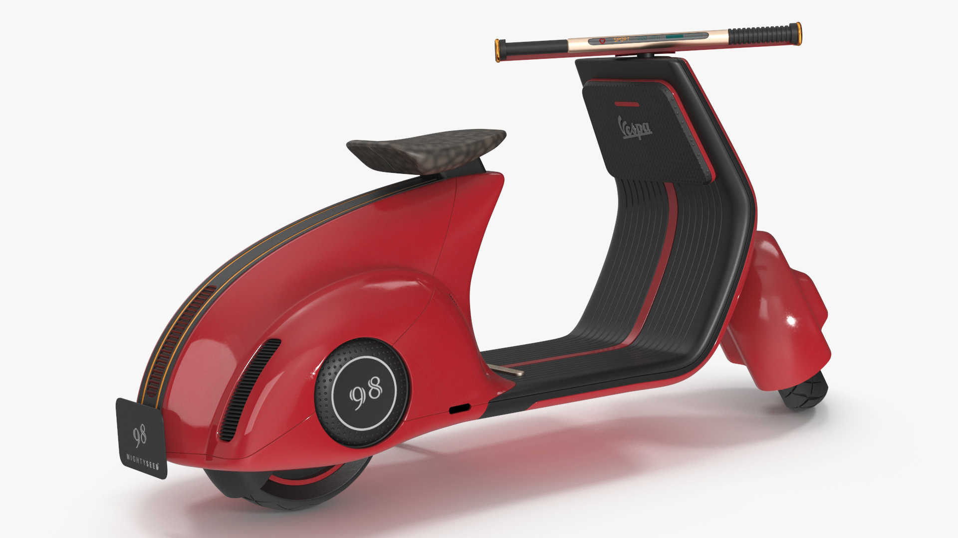 3D model Designer Electric Scooter Vespa 98 Red Rigged