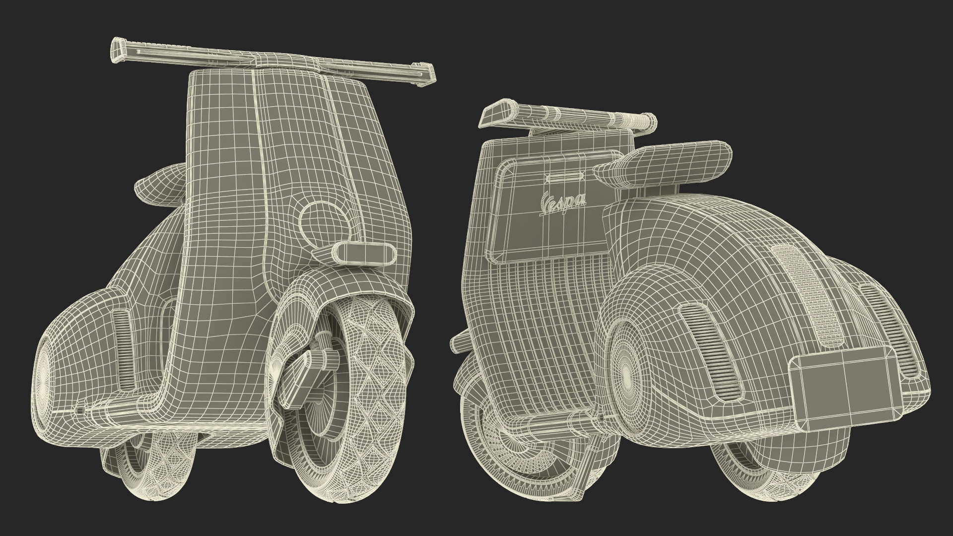 3D model Designer Electric Scooter Vespa 98 Red Rigged