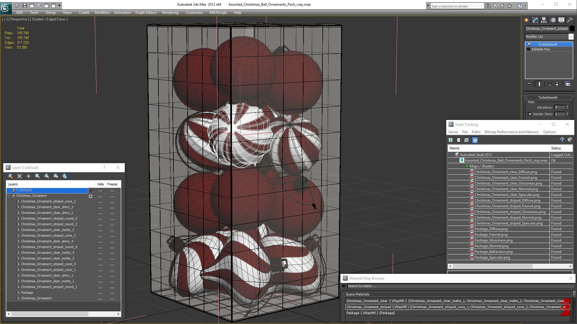 3D Assorted Christmas Ball Ornaments Pack model