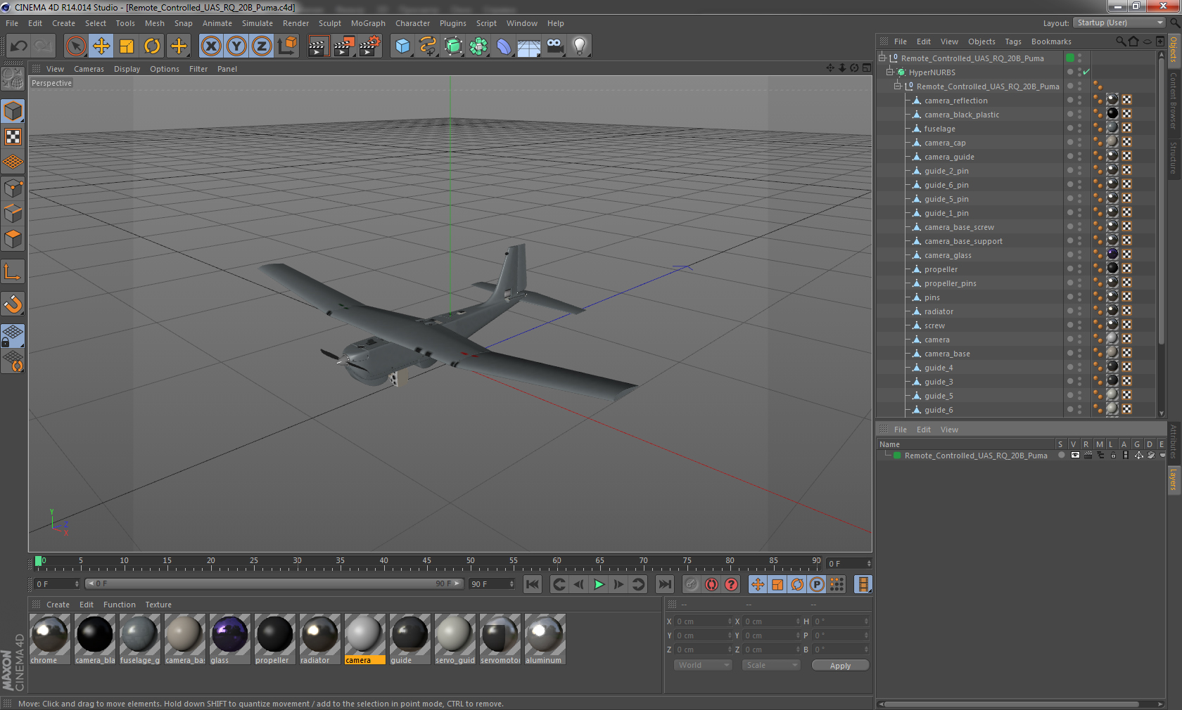 3D Remote Controlled UAS RQ 20B Puma model