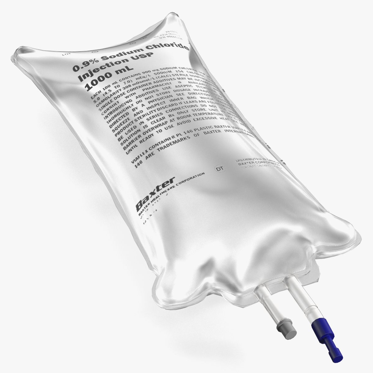 Baxter Sodium Chloride IV Bag 1L Game Ready 3D model preview