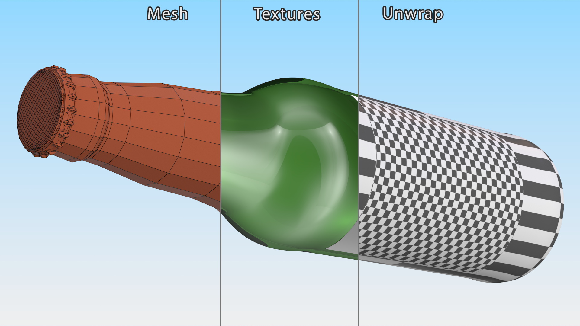 Glass Beer Bottle with Blank Label 3D model