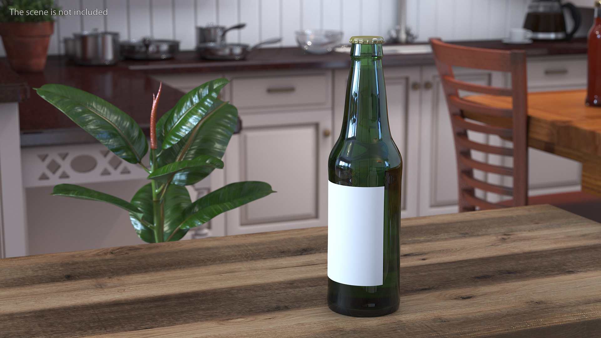 Glass Beer Bottle with Blank Label 3D model