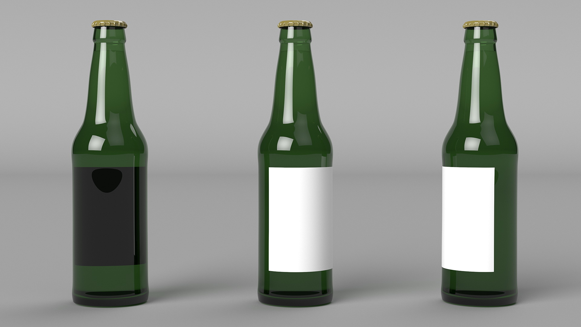 Glass Beer Bottle with Blank Label 3D model