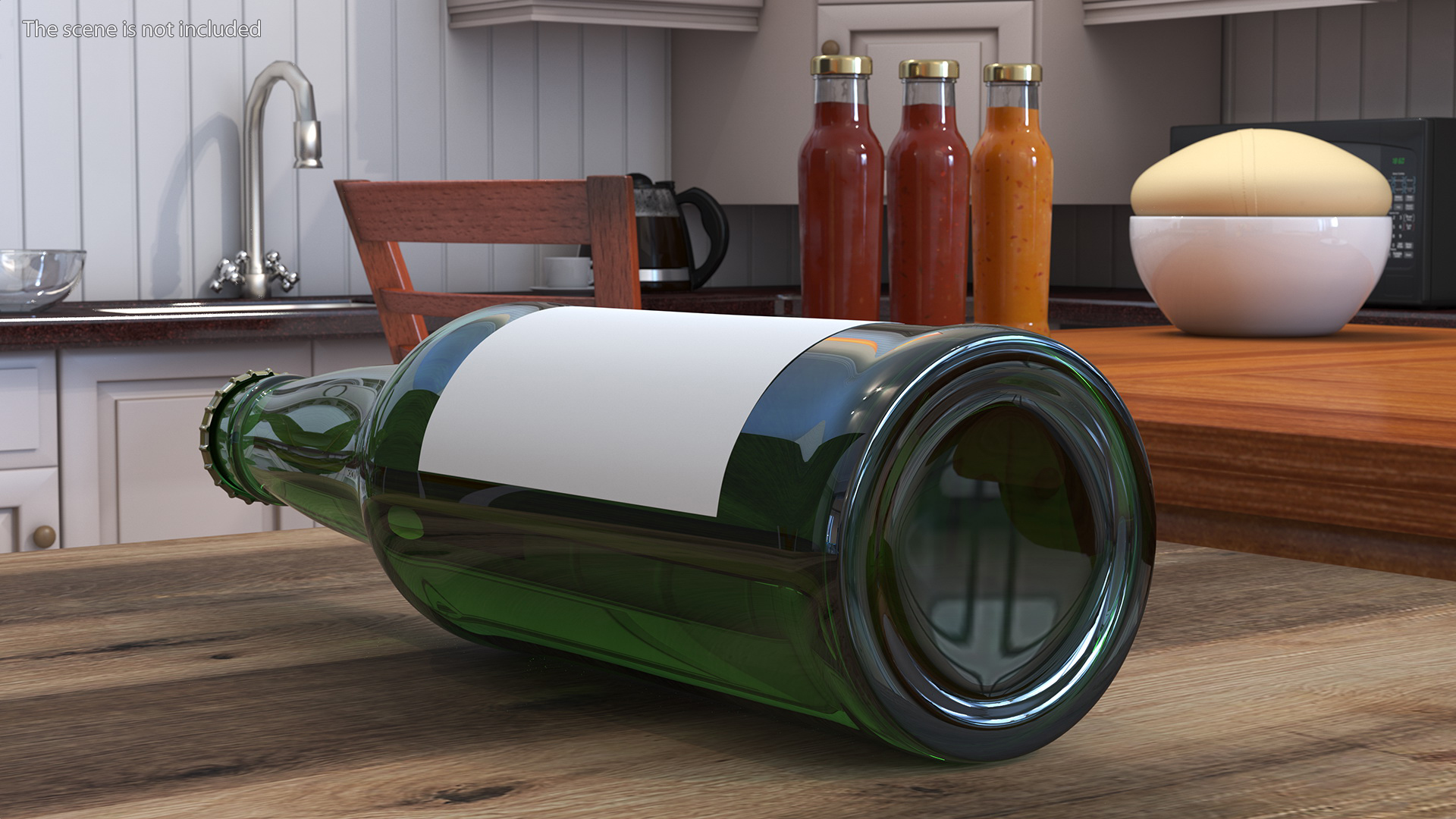Glass Beer Bottle with Blank Label 3D model