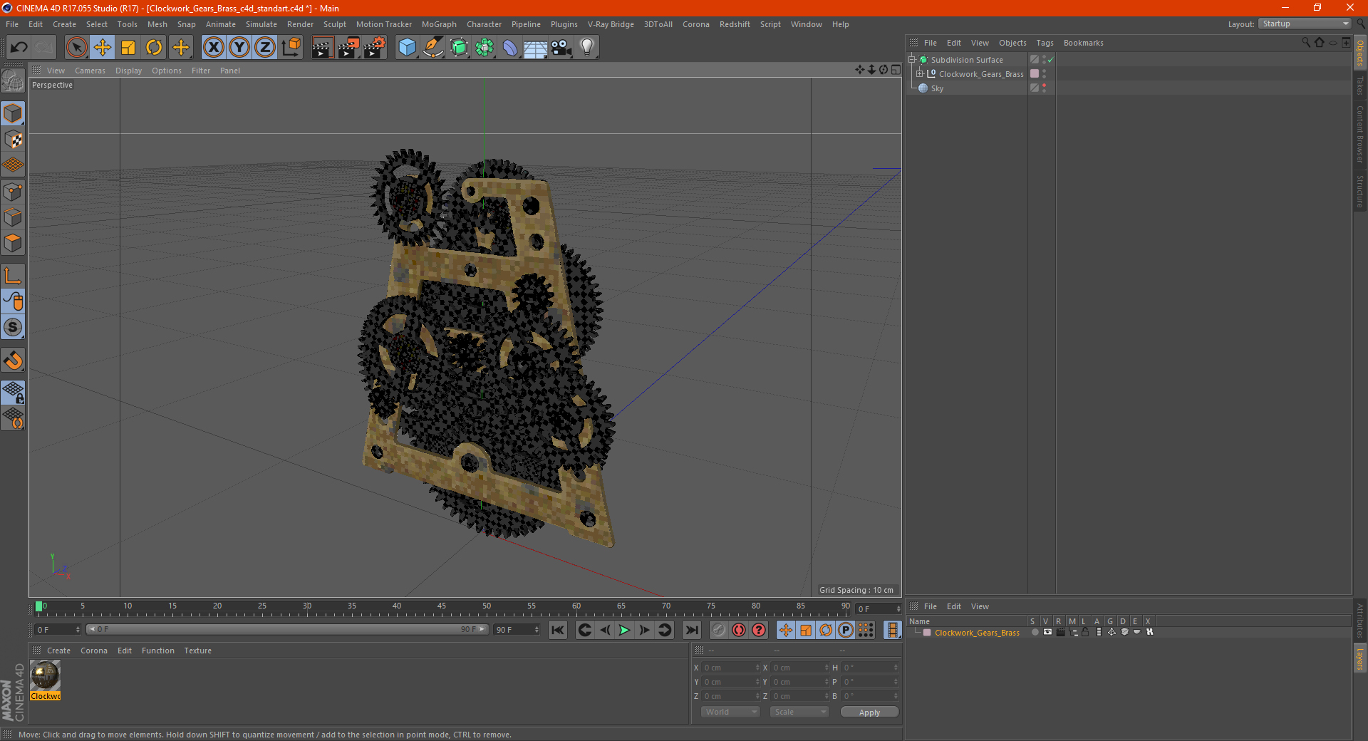 3D Clockwork Gears Brass