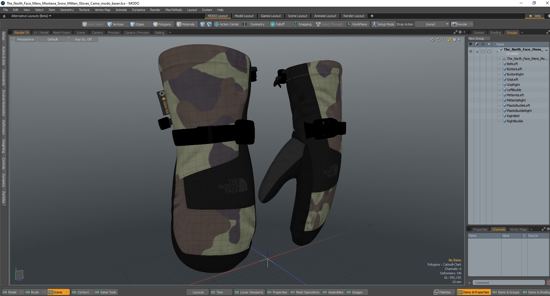 3D The North Face Mens Montana Snow Mitten Gloves Camo