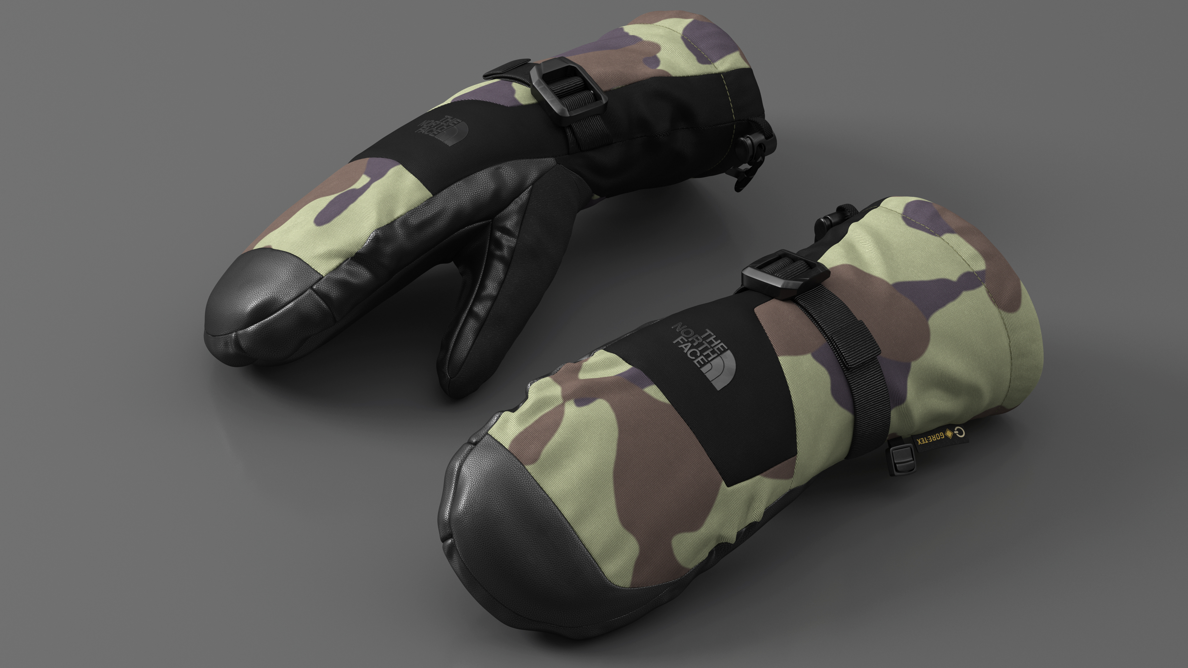 3D The North Face Mens Montana Snow Mitten Gloves Camo