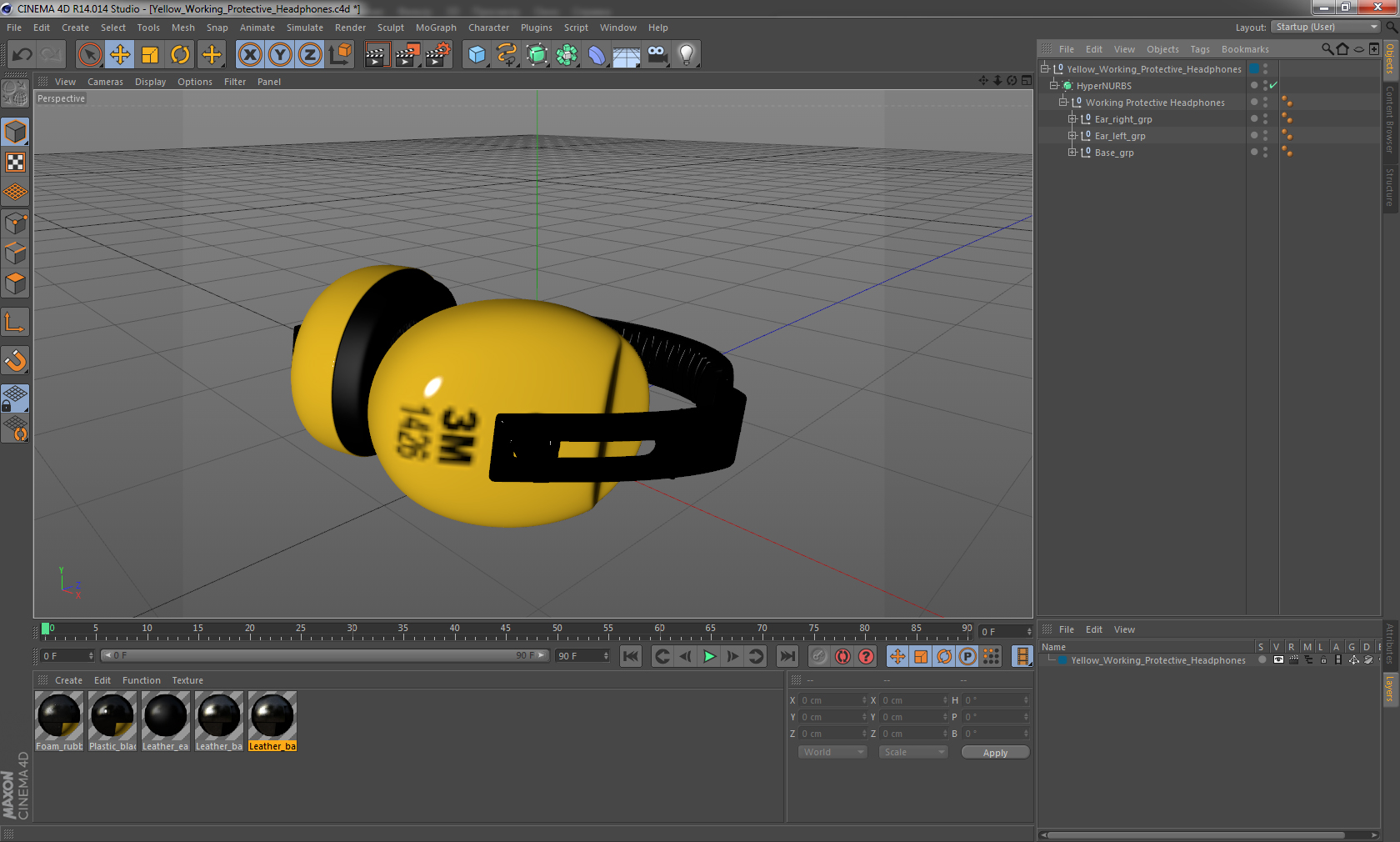 3D Yellow Working Protective Headphones