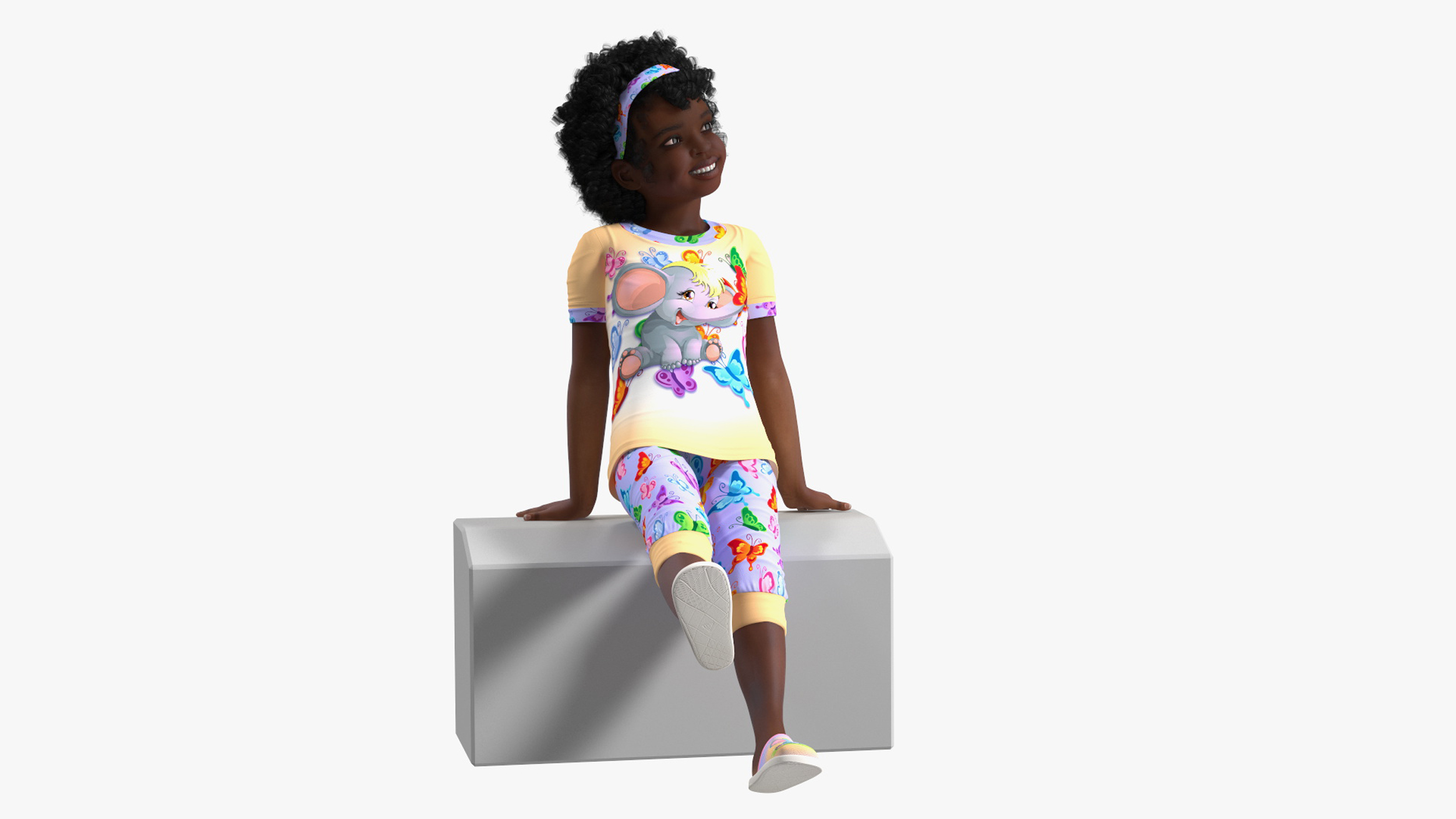 3D Girl Child Black Home Style Rigged for Cinema 4D model