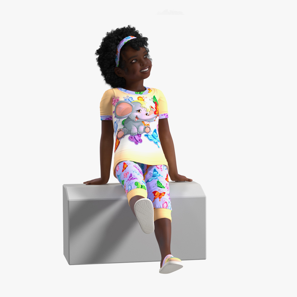 3D Girl Child Black Home Style Rigged for Cinema 4D model