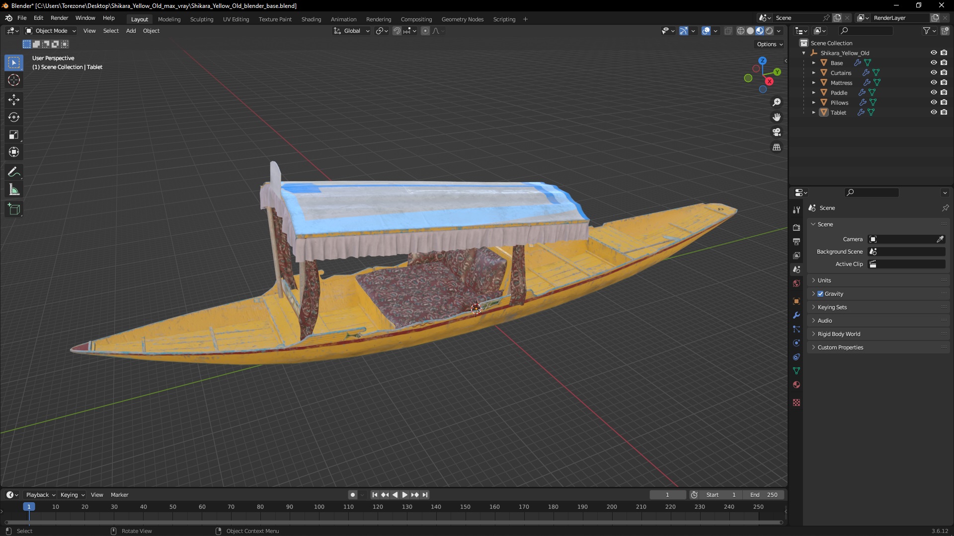 3D Shikara Yellow Old model