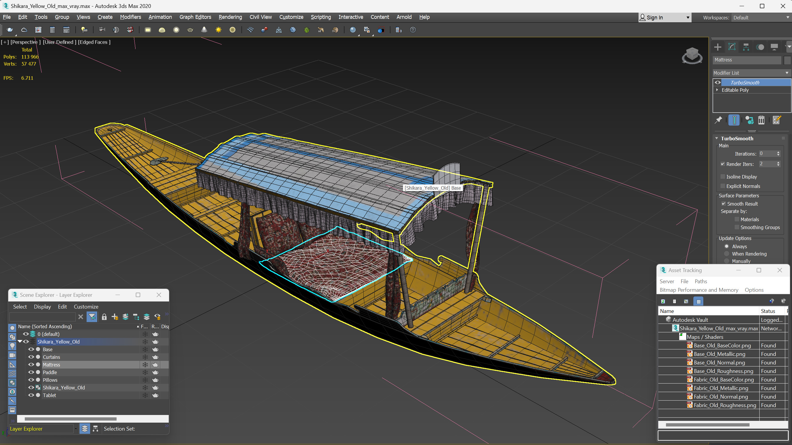 3D Shikara Yellow Old model