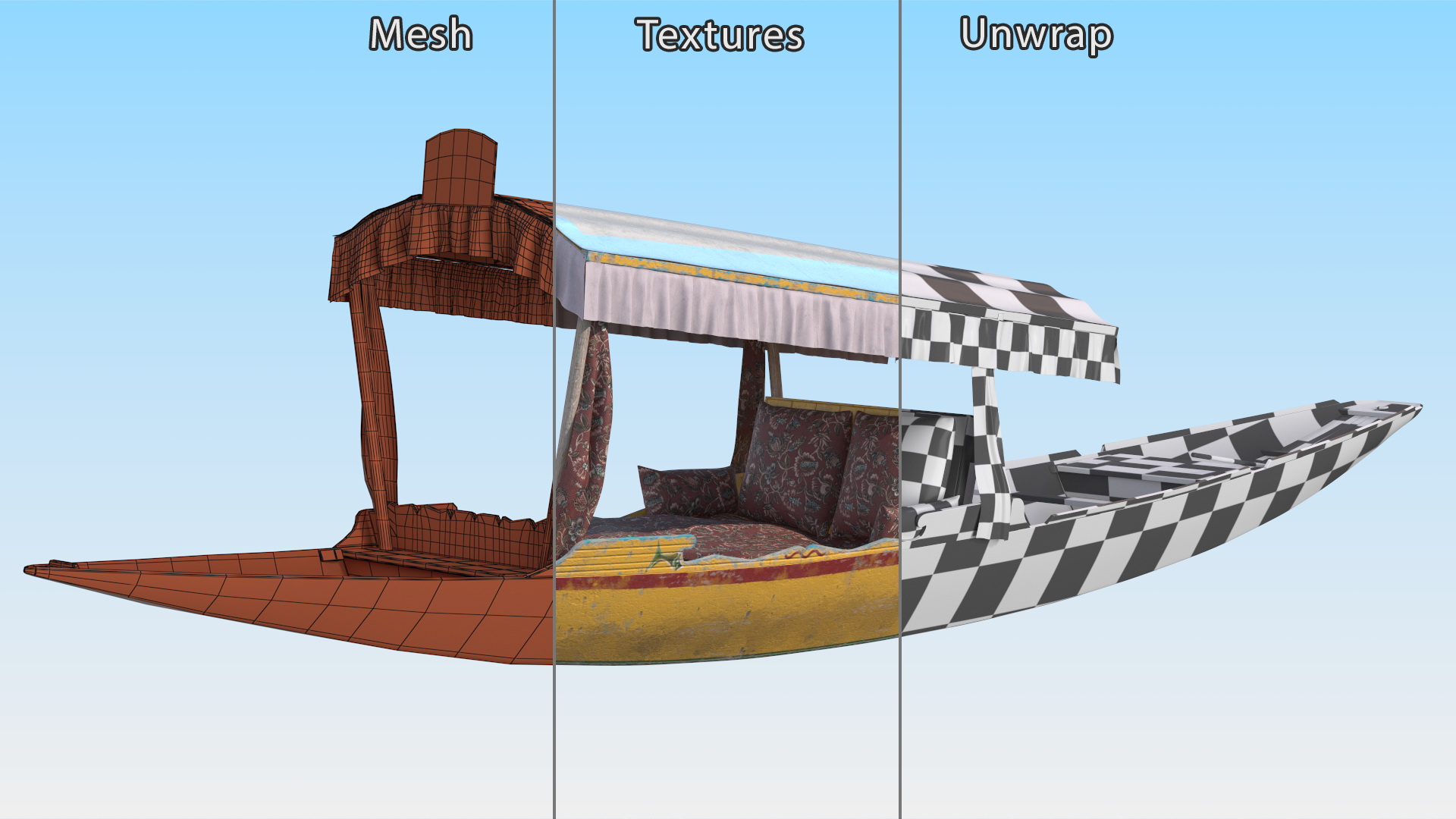 3D Shikara Yellow Old model
