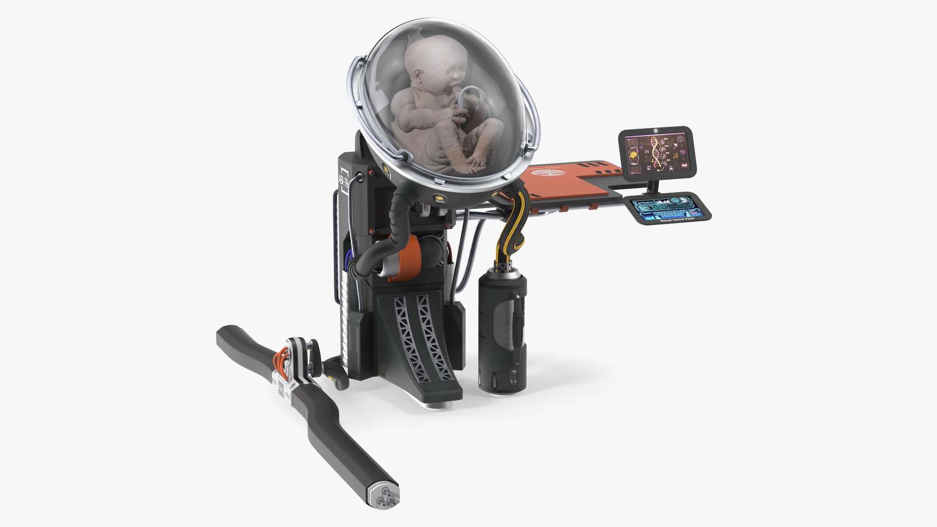 Human Incubator with Child Black 3D