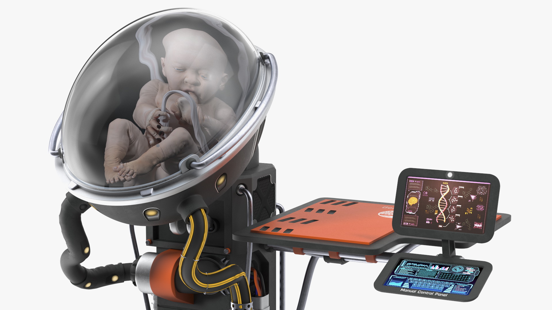 Human Incubator with Child Black 3D