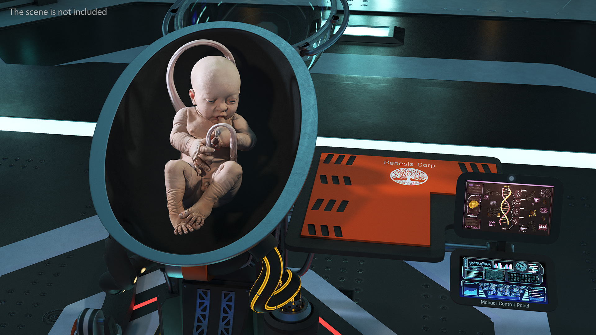 Human Incubator with Child Black 3D