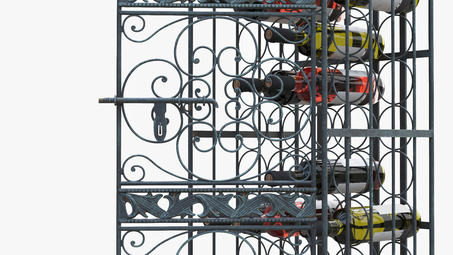3D Lockable Rack with Wine Bottles Open