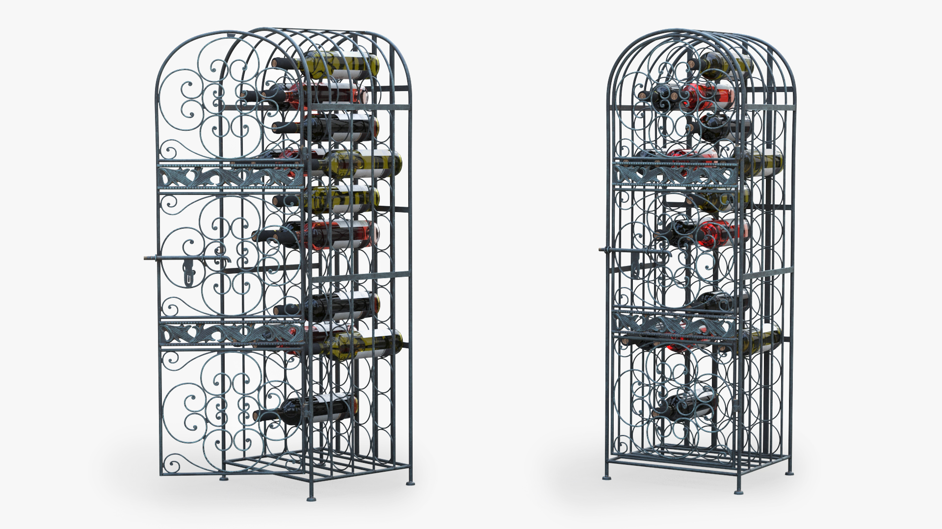 3D Lockable Rack with Wine Bottles Open