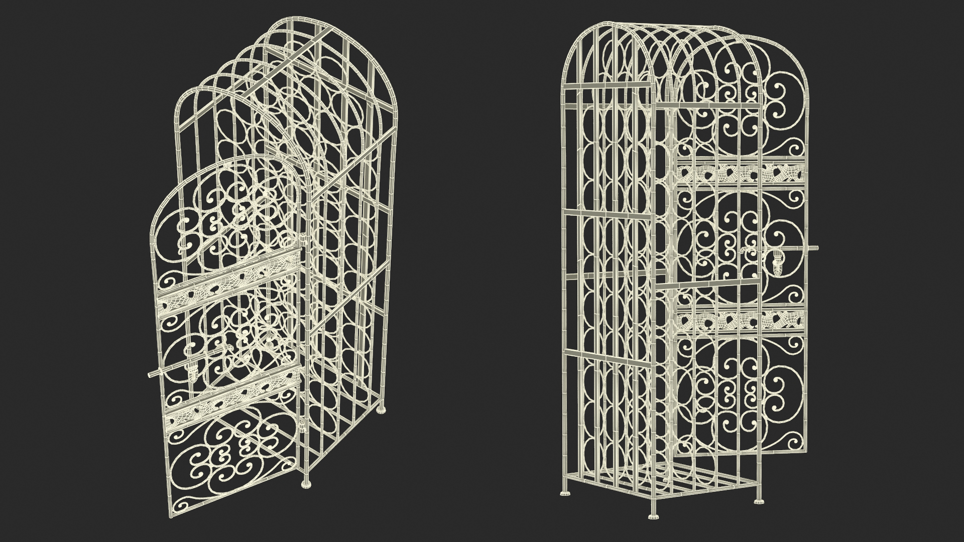 3D Lockable Rack with Wine Bottles Open