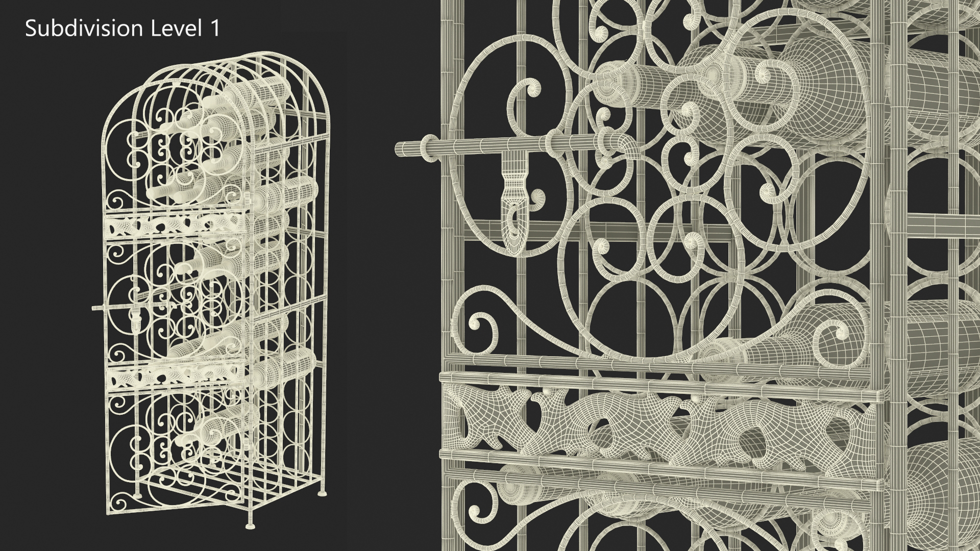 3D Lockable Rack with Wine Bottles Open