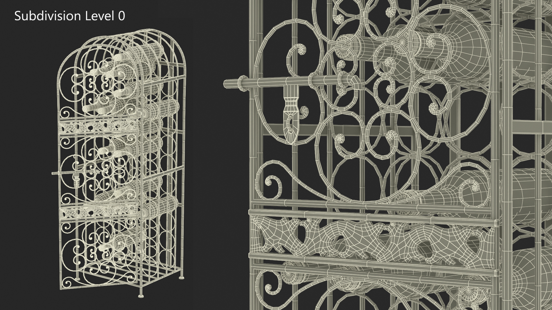 3D Lockable Rack with Wine Bottles Open