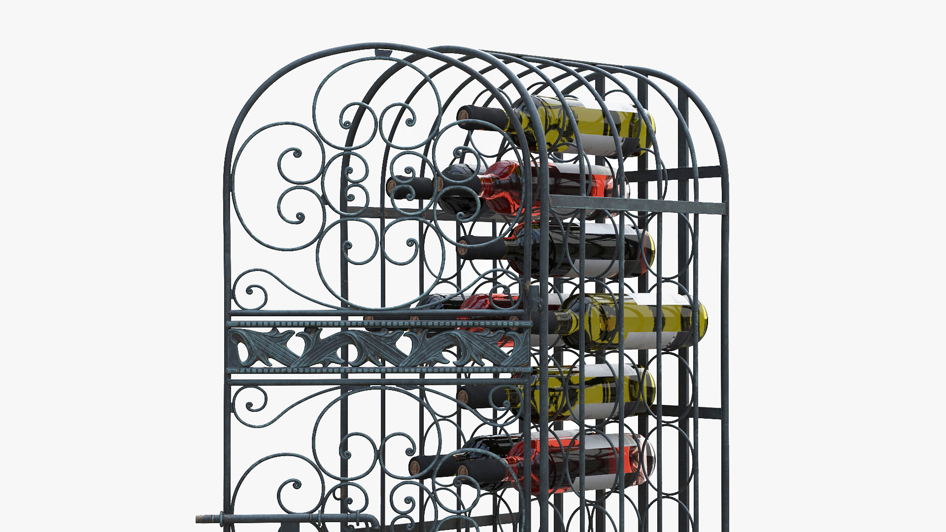 3D Lockable Rack with Wine Bottles Open