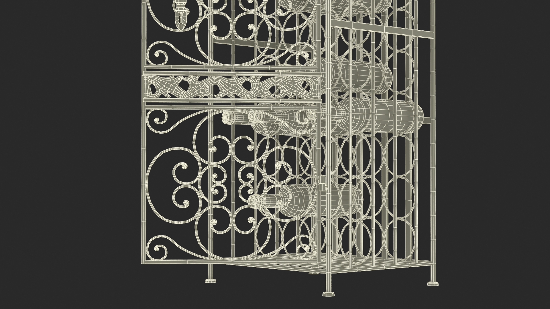 3D Lockable Rack with Wine Bottles Open