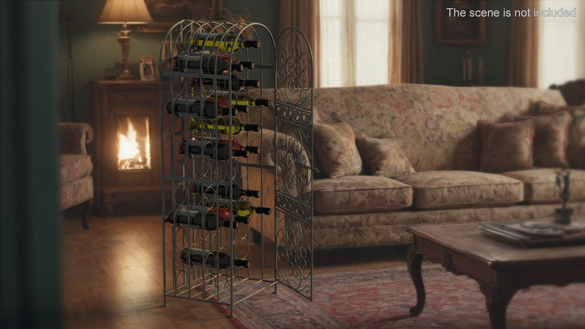 3D Lockable Rack with Wine Bottles Open