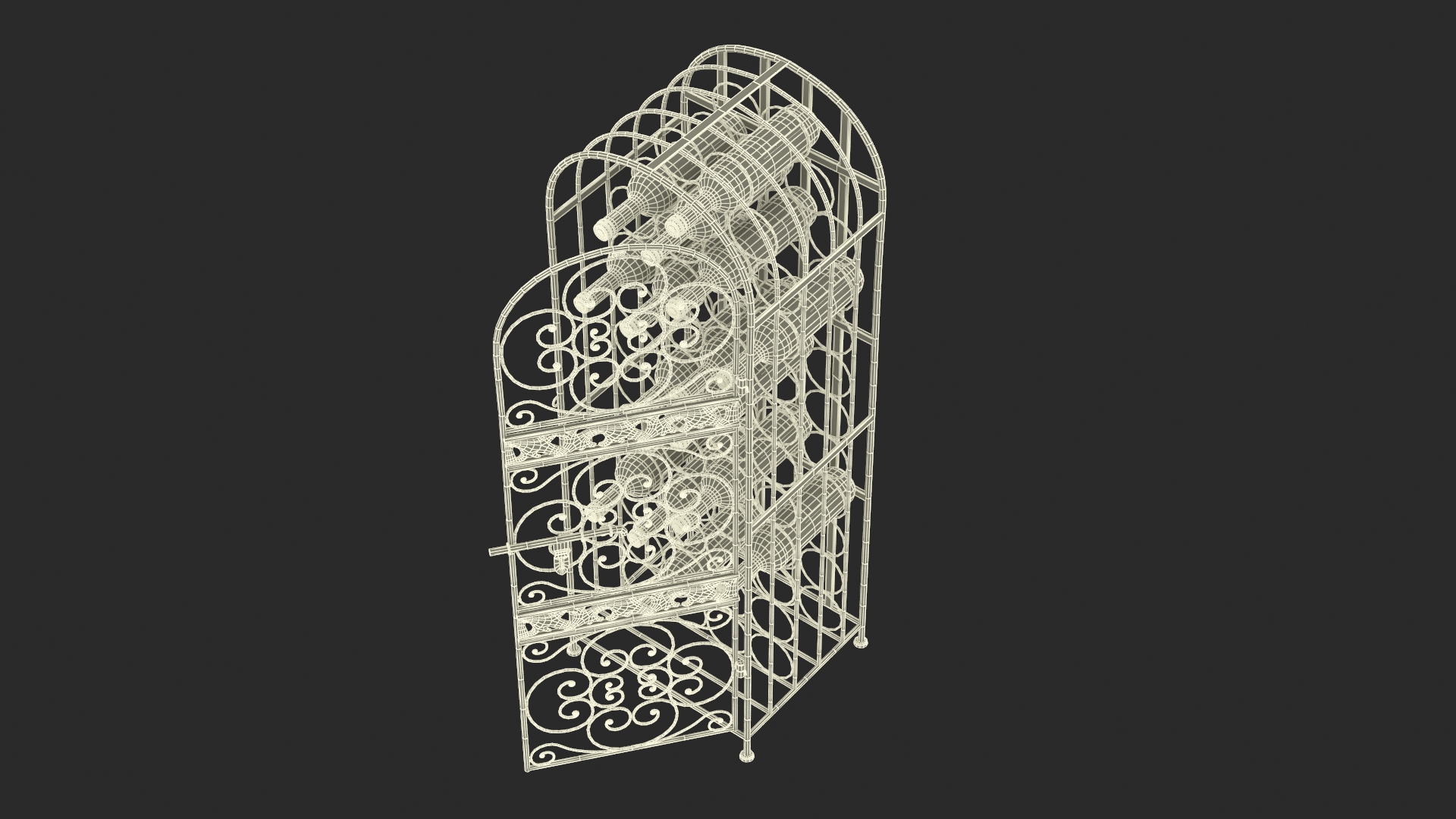 3D Lockable Rack with Wine Bottles Open