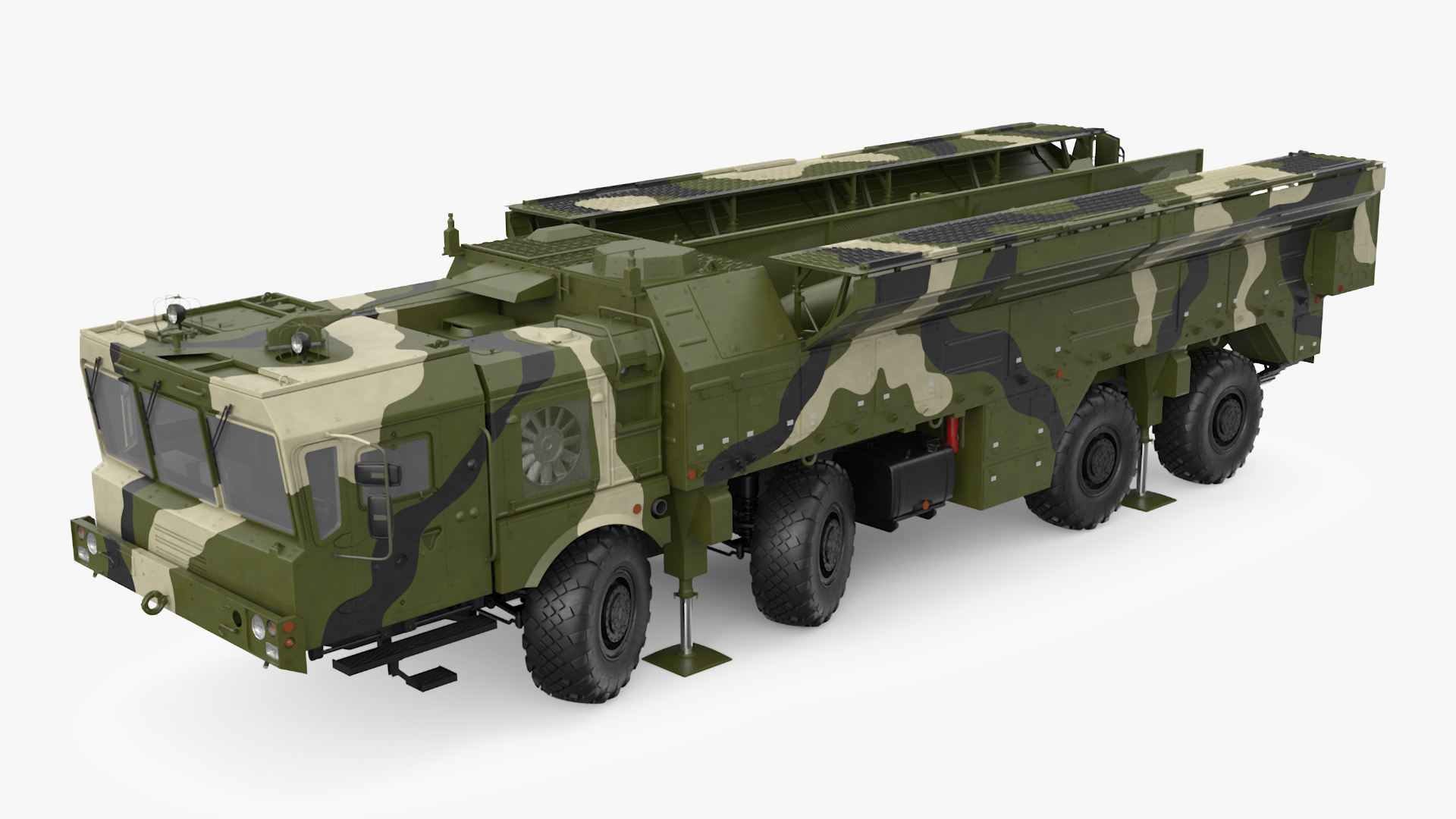 3D Iskander SS-26 Stone in Camouflage Colored Rigged for Maya model