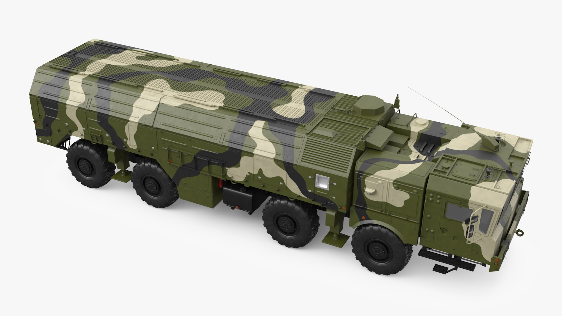 3D Iskander SS-26 Stone in Camouflage Colored Rigged for Maya model