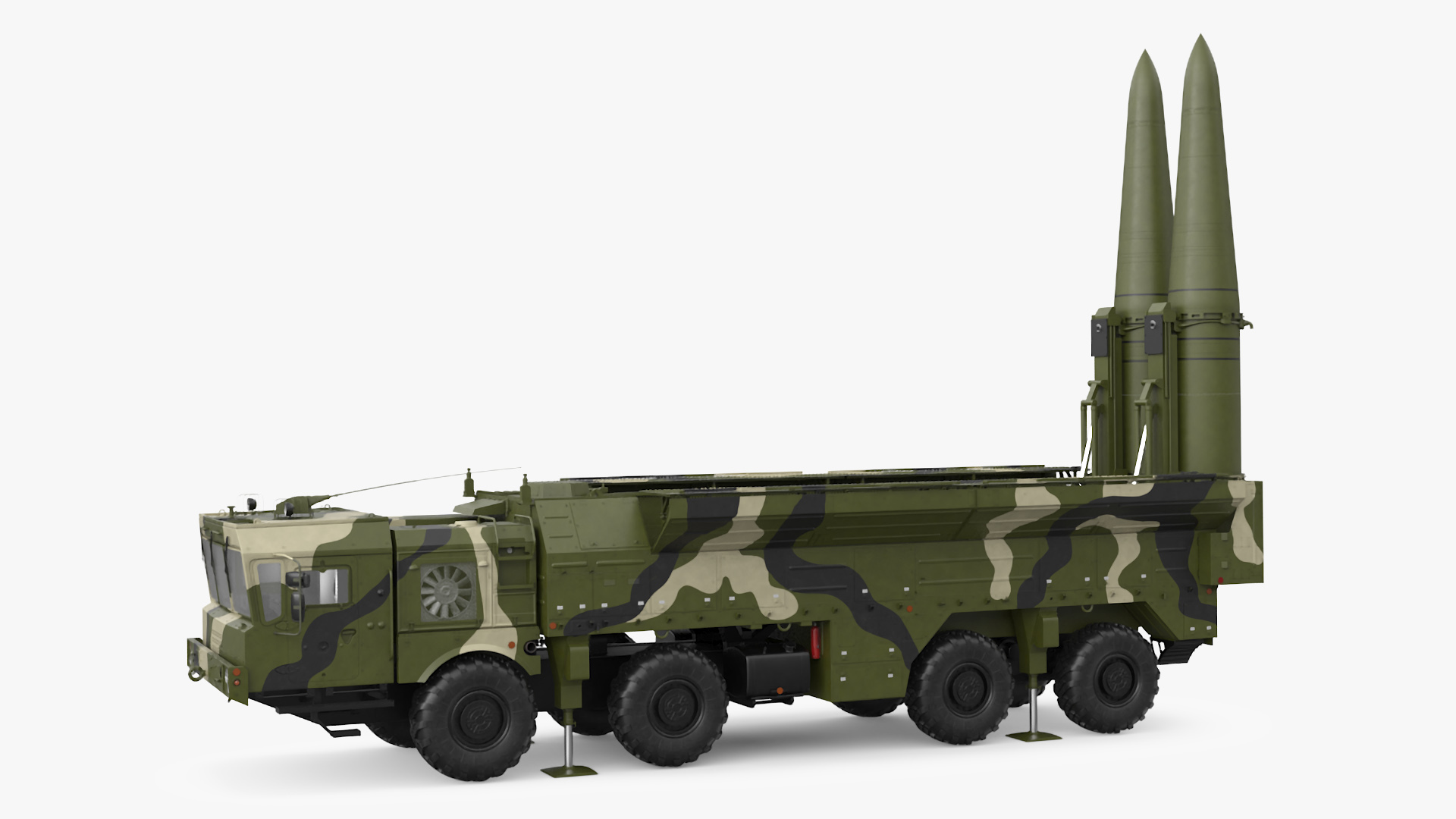 3D Iskander SS-26 Stone in Camouflage Colored Rigged for Maya model