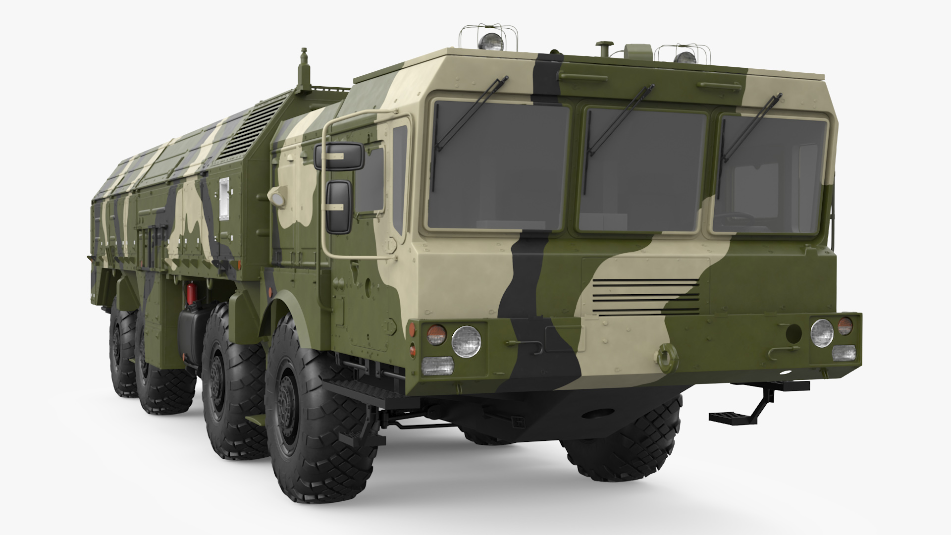 3D Iskander SS-26 Stone in Camouflage Colored Rigged for Maya model