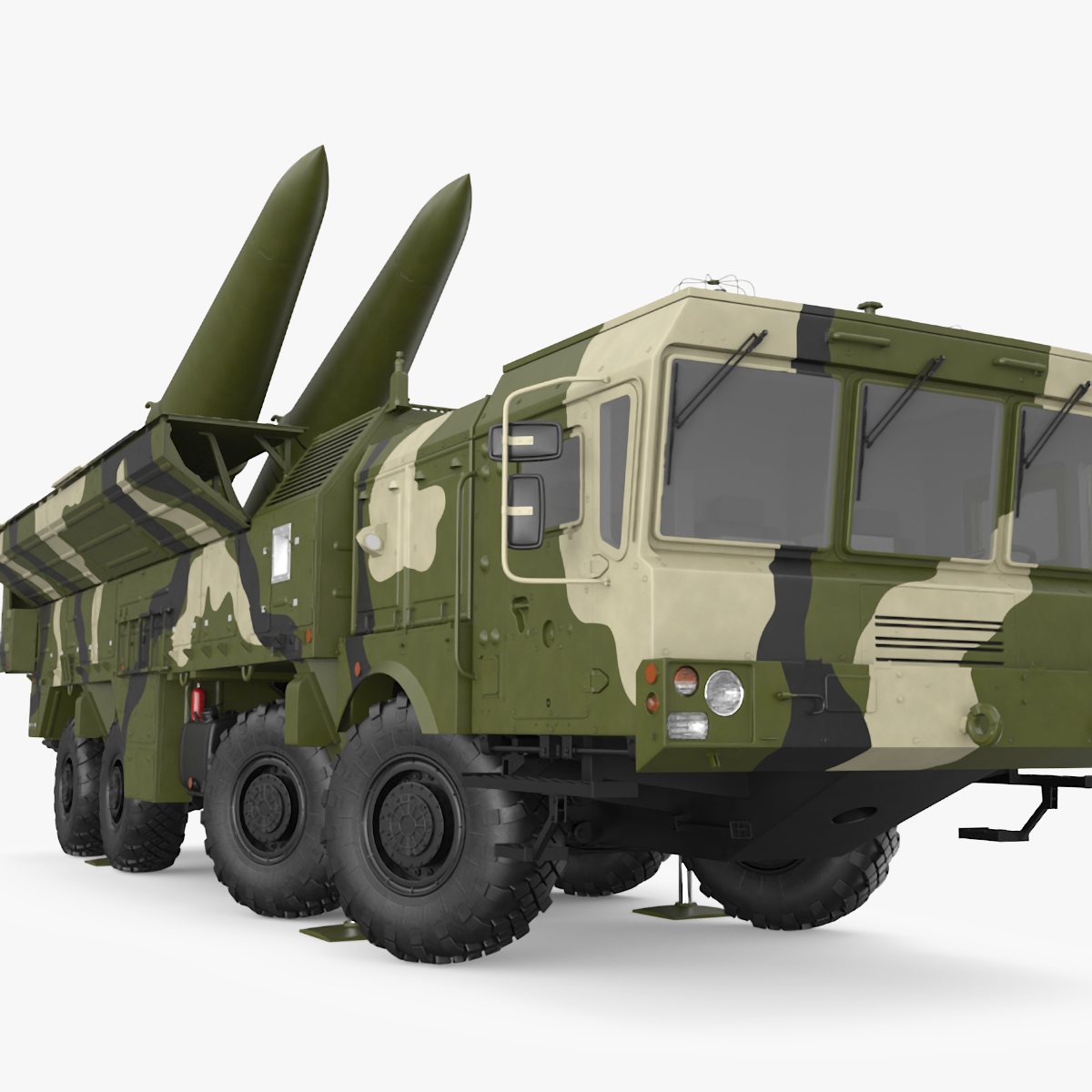 3D Iskander SS-26 Stone in Camouflage Colored Rigged for Maya model